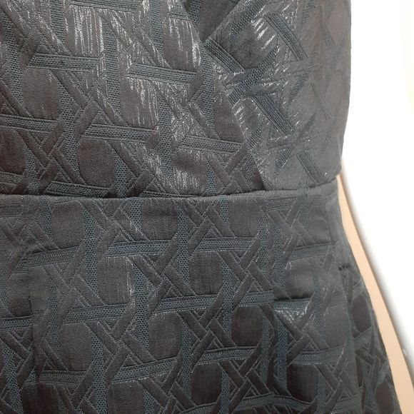 Kirna Zabete for Target Metallic Black Jacquard V-Neck Dress 10 EUC - Picture 5 of 10